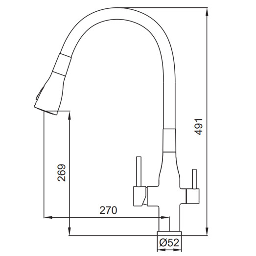 Смеситель для кухни Koer KI-72024-07 с выходом для питьевой воды (KR5013)