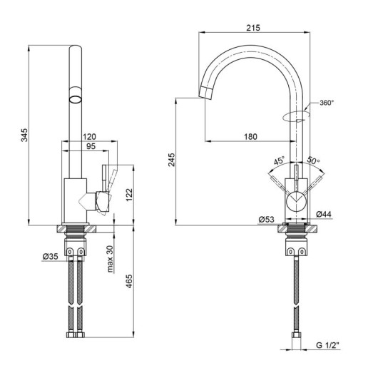 Смеситель для кухни Lidz Aria 015F (k35) LDARI015FBLA45288 Black/White