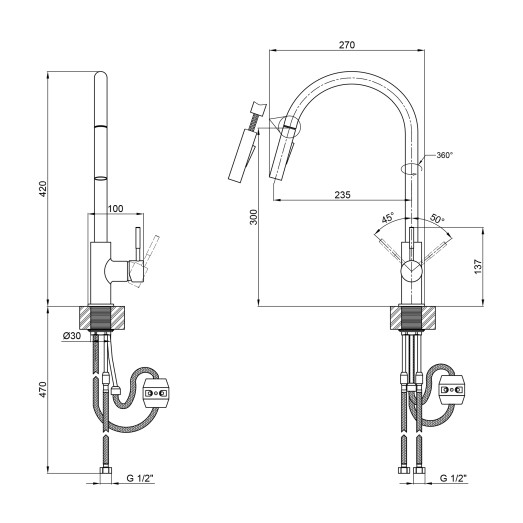 Змішувач для кухні Lidz Aria 015FL2 (k35) LDARI015FL2NKS43397 Nickel