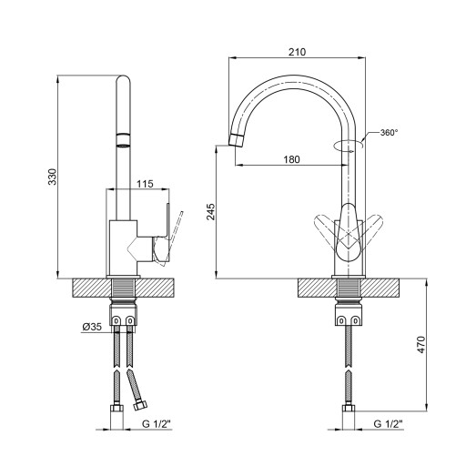 Смеситель для кухни Lidz Vida 015F (k35) LDVID015FNKS43355 Nickel