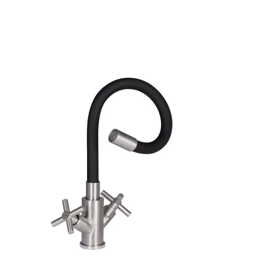 Змішувач для кухні Lidz Wind 013F3 двохвентильний з гнучким виливом LDWIN013F3CRM43392 Chrome