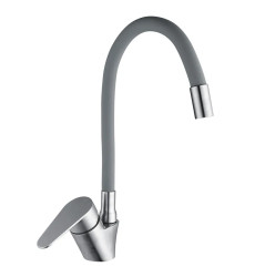Змішувач для кухні MIXXUS ASA-011 REFL.GRAY з нержавіючої сталі SUS304 з гнучким виливом (MI6557)