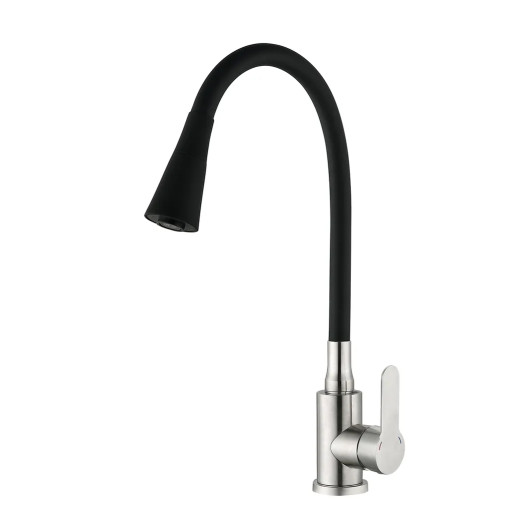 Змішувач для кухні MIXXUS DAX-011-T REFL.BLACK з нержавіючої сталі SUS304 з гнучким виливом (MI6559)