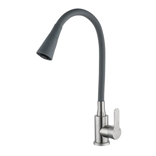 Змішувач для кухні MIXXUS DAX-011-T REFL.GRAY з нержавіючої сталі SUS304 з гнучким виливом (MI6560)
