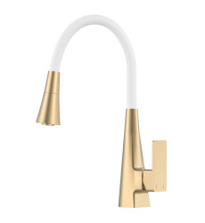 Змішувач для кухні MIXXUS ETNA 014-T NUT BRUSHED GOLD REFL.WHITE (Колір матове золото, вилив білий) (MI8423)