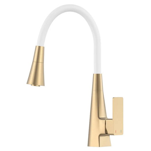Змішувач для кухні MIXXUS ETNA 014-T NUT BRUSHED GOLD REFL.WHITE (Колір матове золото, вилив білий) (MI8423)
