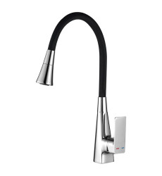 Змішувач для кухні MIXXUS ETNA 014-T NUT REFL.BLACK (Колір хром, силіконовий вилив чорний) (MI8419)