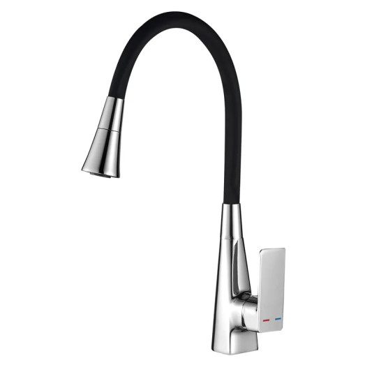 Змішувач для кухні MIXXUS ETNA 014-T NUT REFL.BLACK (Колір хром, силіконовий вилив чорний) (MI8419)