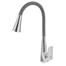 Смеситель для кухни MIXXUS ETNA 014-T NUT REFL.GREY (Цвет хром, силиконовый излив серый) (MI8420)