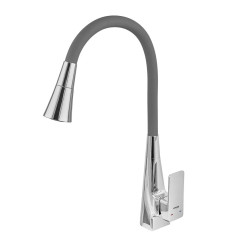 Смеситель для кухни MIXXUS ETNA 014-T NUT REFL.GREY (Цвет хром, силиконовый излив серый) (MI8420)