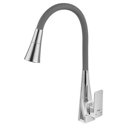 Смеситель для кухни MIXXUS ETNA 014-T NUT REFL.GREY (Цвет хром, силиконовый излив серый) (MI8420)