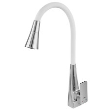 Смеситель для кухни MIXXUS ETNA 014-T NUT REFL.WHITE (Цвет хром, силиконовый излив белый) (MI8421)