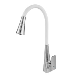 Смеситель для кухни MIXXUS ETNA 014-T NUT REFL.WHITE (Цвет хром, силиконовый излив белый) (MI8421)