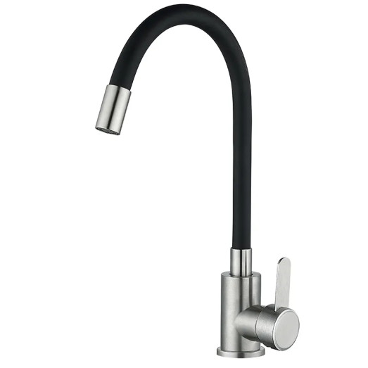 Змішувач для кухні MIXXUS FAN-011 REFL.BLACK з нержавіючої сталі SUS304 з гнучким виливом (MI6105)