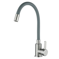 Змішувач для кухні MIXXUS FAN-011 REFL.GRAY з нержавіючої сталі SUS304 з гнучким виливом (MI6106)