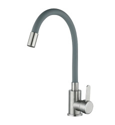 Змішувач для кухні MIXXUS FAN-011 REFL.GRAY з нержавіючої сталі SUS304 з гнучким виливом (MI6106)