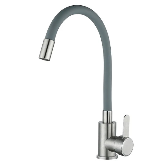 Змішувач для кухні MIXXUS FAN-011 REFL.GRAY з нержавіючої сталі SUS304 з гнучким виливом (MI6106)