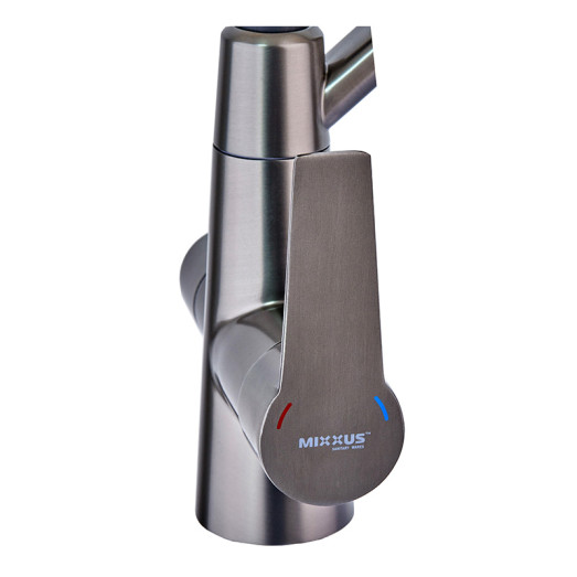 Змішувач для кухні MIXXUS FUL-021 GRAPHITE REFL.BLACK з гнучким виливом з виходом для питної води (MI6115)
