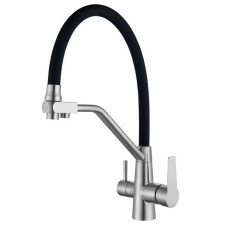 Змішувач для кухні MIXXUS FUL-021 REFL.BLACK з гнучким виливом з виходом для питної води (MX0787)