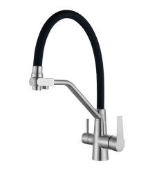 Змішувач для кухні MIXXUS FUL-021 REFL.BLACK з гнучким виливом з виходом для питної води (MX0787)