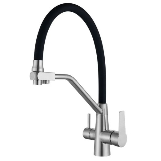 Змішувач для кухні MIXXUS FUL-021 REFL.BLACK з гнучким виливом з виходом для питної води (MX0787)