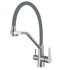 Змішувач для кухні MIXXUS FUL-021 REFL.GREY з гнучким виливом та виходом для питної води (MI6020)