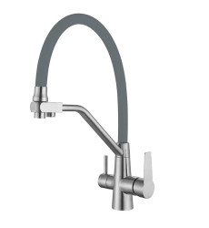 Змішувач для кухні MIXXUS FUL-021 REFL.GREY з гнучким виливом та виходом для питної води (MI6020)