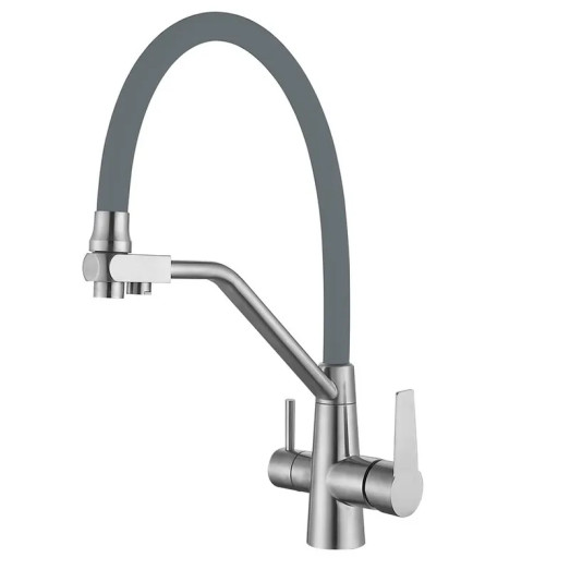 Змішувач для кухні MIXXUS FUL-021 REFL.GREY з гнучким виливом та виходом для питної води (MI6020)