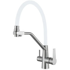 Змішувач для кухні MIXXUS FUL-021 REFL.WHITE з гнучким виливом та виходом для питної води (MI7017)