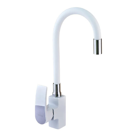 Змішувач для кухні MIXXUS MAGNUM 011 NUT WHITE-CHR. REFL.WHITE з гнучким виливом (Колір білий, хром) (MI6204)