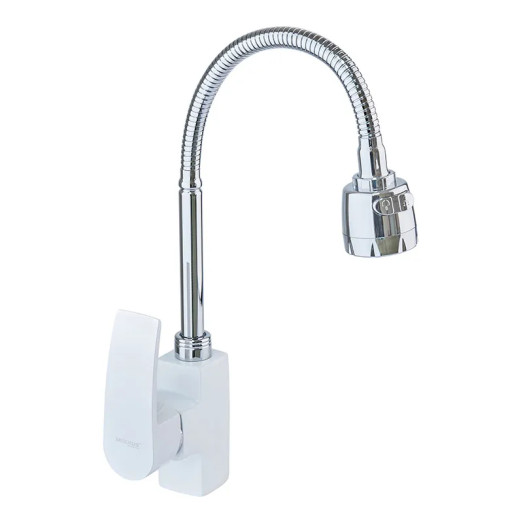 Змішувач для кухні MIXXUS MAGNUM 011 NUT WHITE-CHROME REFL. з гнучким виливом (Колір білий, хром) (MI6205)