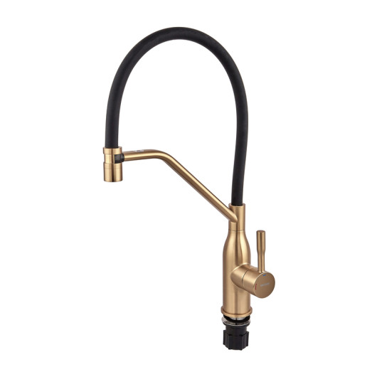 Смеситель для кухни MIXXUS PREMIUM GRAVITY 017 NUT BRUSHED GOLD REFL.BLACK (цвет матовое золото) (MI8410)