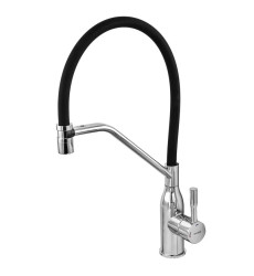 Змішувач для кухні MIXXUS PREMIUM GRAVITY 017 NUT REFL.BLACK (Колір хром, вилив чорний) (MI8406)