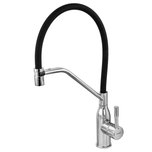 Змішувач для кухні MIXXUS PREMIUM GRAVITY 017 NUT REFL.BLACK (Колір хром, вилив чорний) (MI8406)