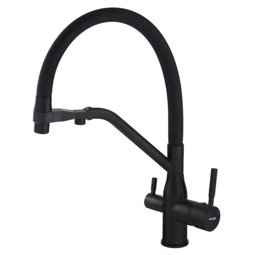 Смеситель для кухни MIXXUS PREMIUM GRAVITY 021 BLACK REFL.BLACK с выходом для питьевой воды (MI6978)