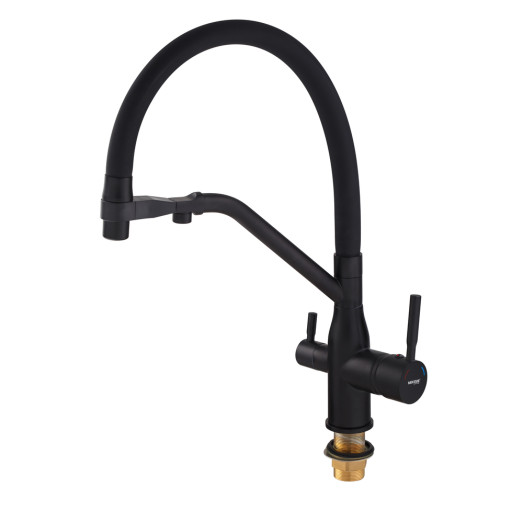 Смеситель для кухни MIXXUS PREMIUM GRAVITY 021 BLACK REFL.BLACK с выходом для питьевой воды (MI6978)