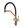 Смеситель для кухни MIXXUS PREMIUM GRAVITY 021 BRUSHED GOLD REFL.BLACK с гибким изливом (MI6981)