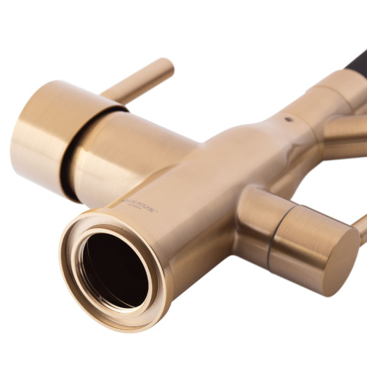 Смеситель для кухни MIXXUS PREMIUM GRAVITY 021 BRUSHED GOLD REFL.BLACK с гибким изливом (MI6981)