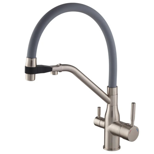 Смеситель для кухни MIXXUS PREMIUM GRAVITY 021 SS COLOR REFL.GREY с выходом для питьевой воды (MI6980)