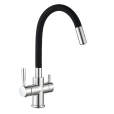 Змішувач для кухні MIXXUS PREMIUM HANS 021 REFL.BLACK з гнучким виливом з виходом для питної води (MI5934)