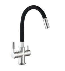 Змішувач для кухні MIXXUS PREMIUM HANS 021 REFL.BLACK з гнучким виливом з виходом для питної води (MI5934)