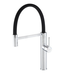 Змішувач для кухні MIXXUS PREMIUM OLIWER 017 REFL.BLACK з гнучким виливом (Колір хром, вилив чорний) (MI6965)