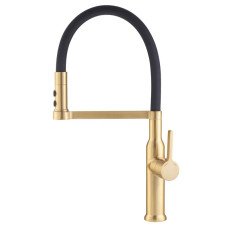 Змішувач для кухні MIXXUS PREMIUM PULL 017 BRUSHED GOLD REFL.BLACK (Колір матове золото) (MI8280)