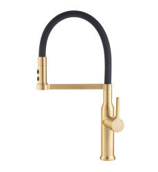 Змішувач для кухні MIXXUS PREMIUM PULL 017 BRUSHED GOLD REFL.BLACK (Колір матове золото) (MI8280)