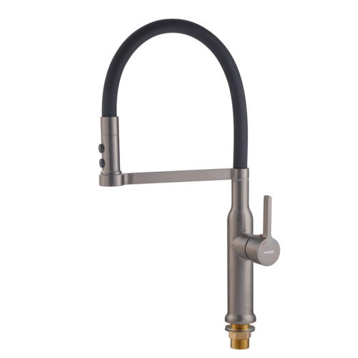 Змішувач для кухні MIXXUS PREMIUM PULL 017 GRAPHITE REFL.BLACK (колір графіт, вилив чорний) (MI8278)