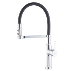 Змішувач для кухні MIXXUS PREMIUM PULL 017 REFL.BLACK (Колір хром, силіконовий вилив чорний) (MI8277)