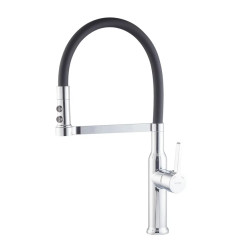 Змішувач для кухні MIXXUS PREMIUM PULL 017 REFL.BLACK (Колір хром, силіконовий вилив чорний) (MI8277)