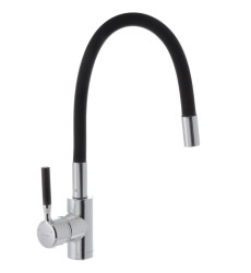Змішувач для кухні MIXXUS PREMIUM RIO 011 REFL.BLACK з гнучким виливом (Колір хром, вилив чорний) (MI5815)