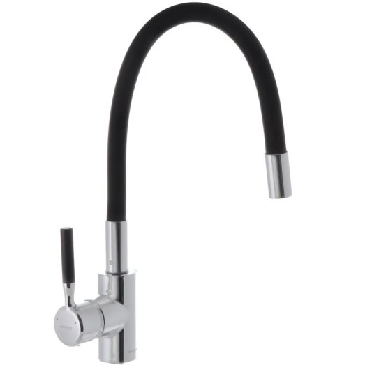Змішувач для кухні MIXXUS PREMIUM RIO 011 REFL.BLACK з гнучким виливом (Колір хром, вилив чорний) (MI5815)