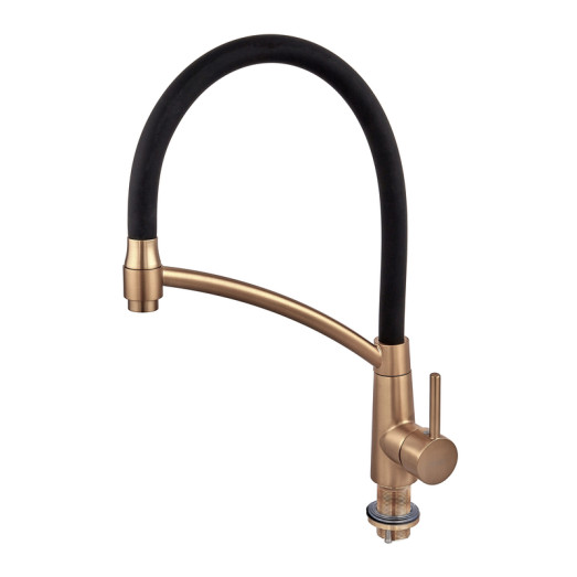 Змішувач для кухні MIXXUS PREMIUM ROSSI 017 BRUSHED GOLD REFL.BLACK (Колір матове золото) (MP6723)